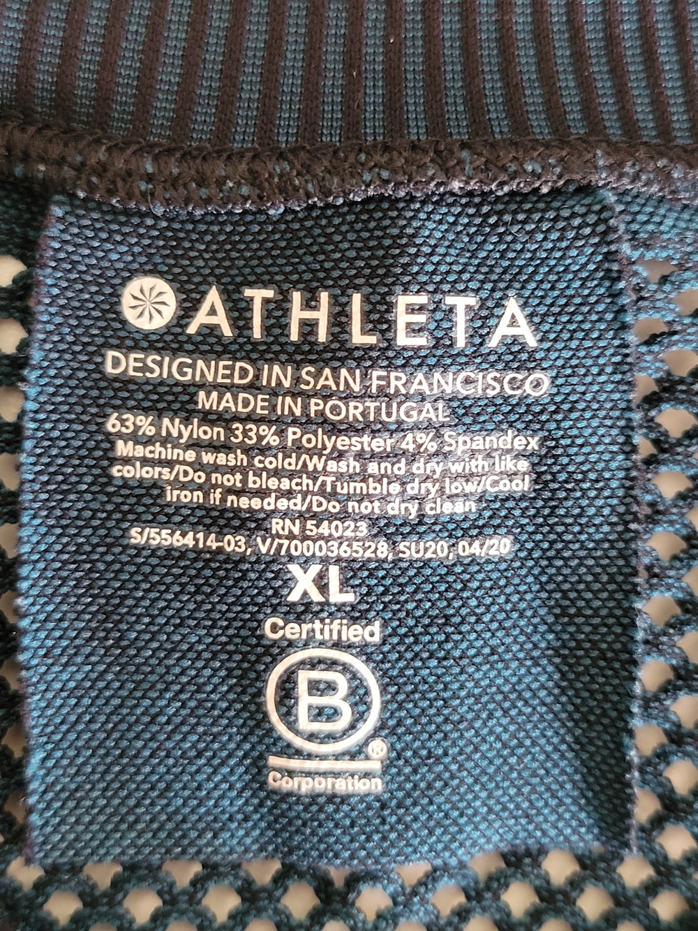 Athleta Oxygen Long Tank Top XL Dark Teal Two-Tone Mesh Seamless Workout Gym - Picture 2 of 10